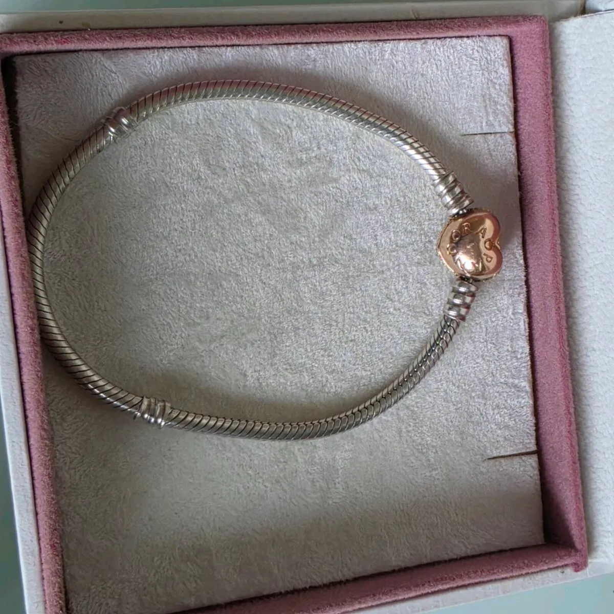 Pandora  bracelet heart sparkly rose gold 18cm - Image 3