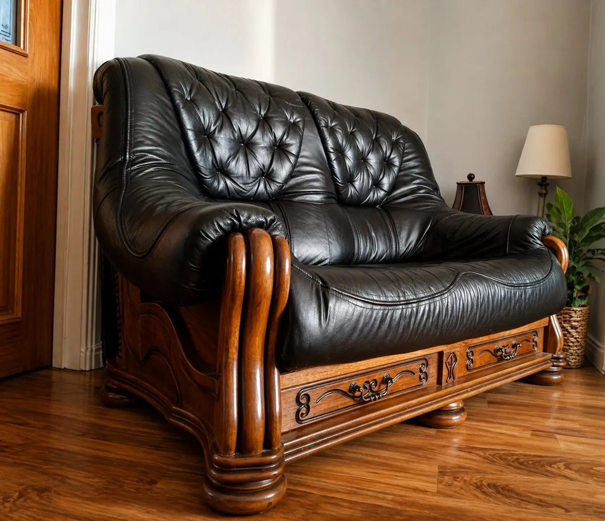 Leather 3 piece suite - Image 2