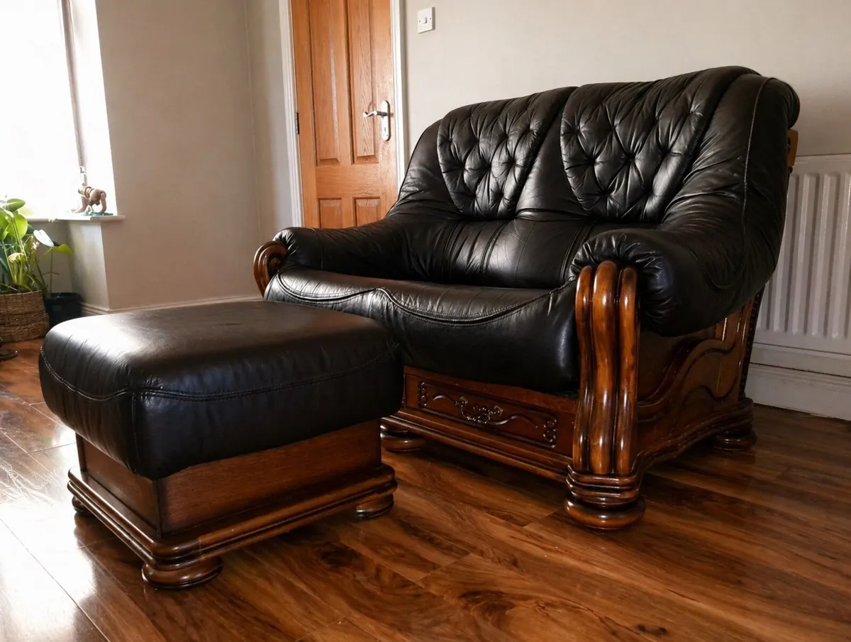 Leather 3 piece suite - Image 3