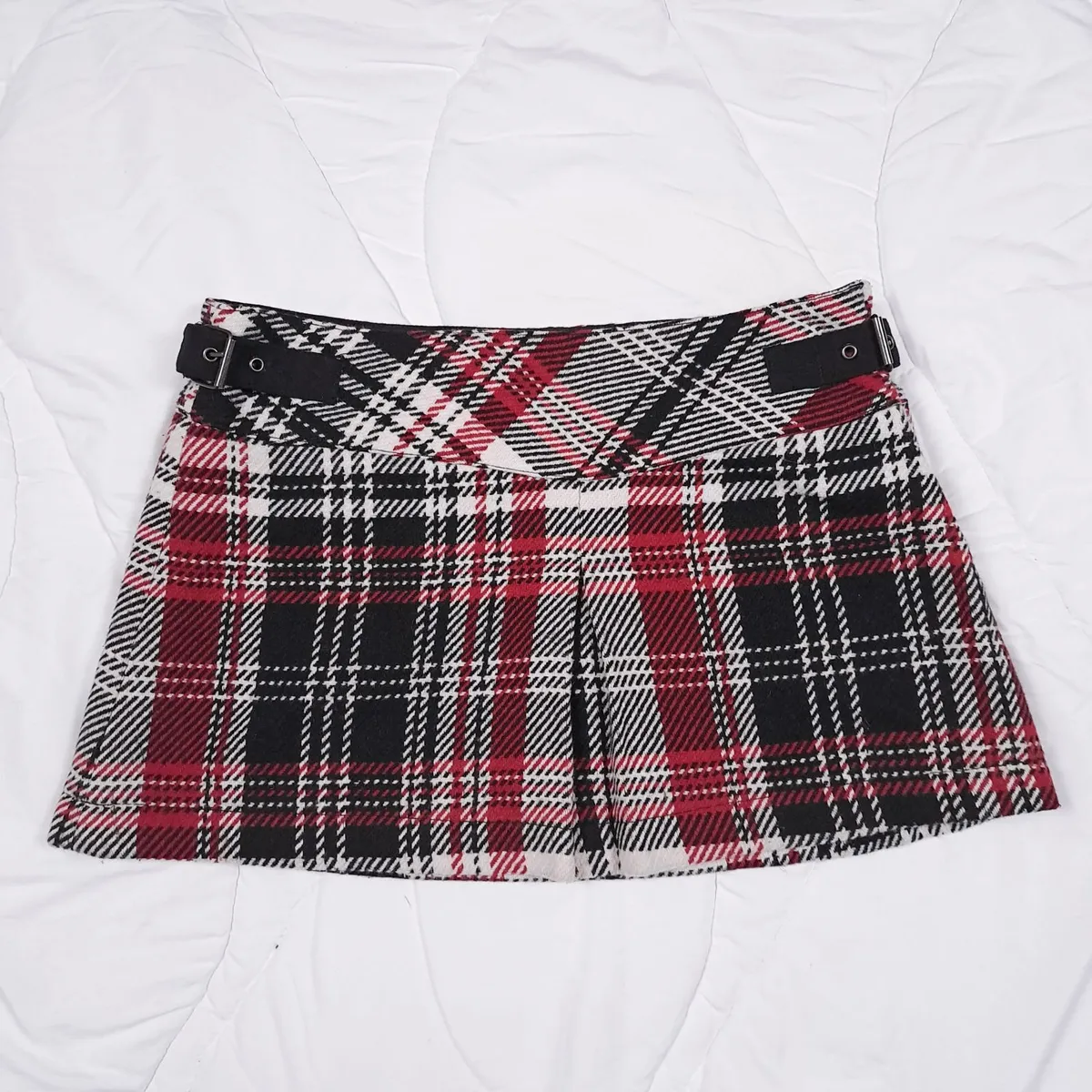 Mango Vintage Red Black Plaid Mini Skirt 12UK/40EU - Image 1