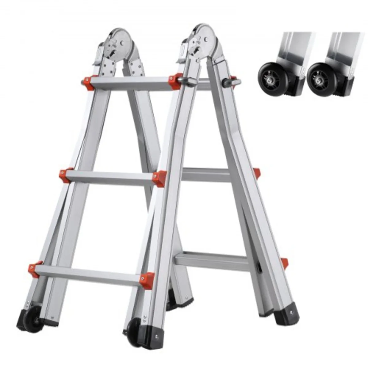 9.5 FT Compact Aluminum Extension Ladder, Multi-Fu - Image 1