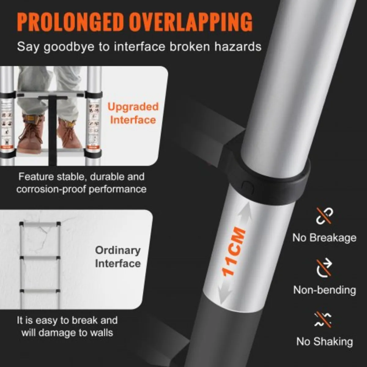 Telescoping Ladder, 320 cm Aluminum One-button Ret - Image 3