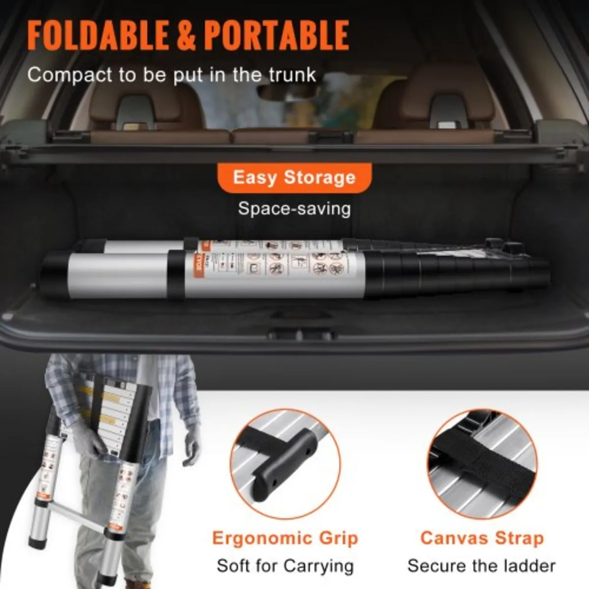 Telescoping Ladder, 320 cm Aluminum One-button Ret - Image 4