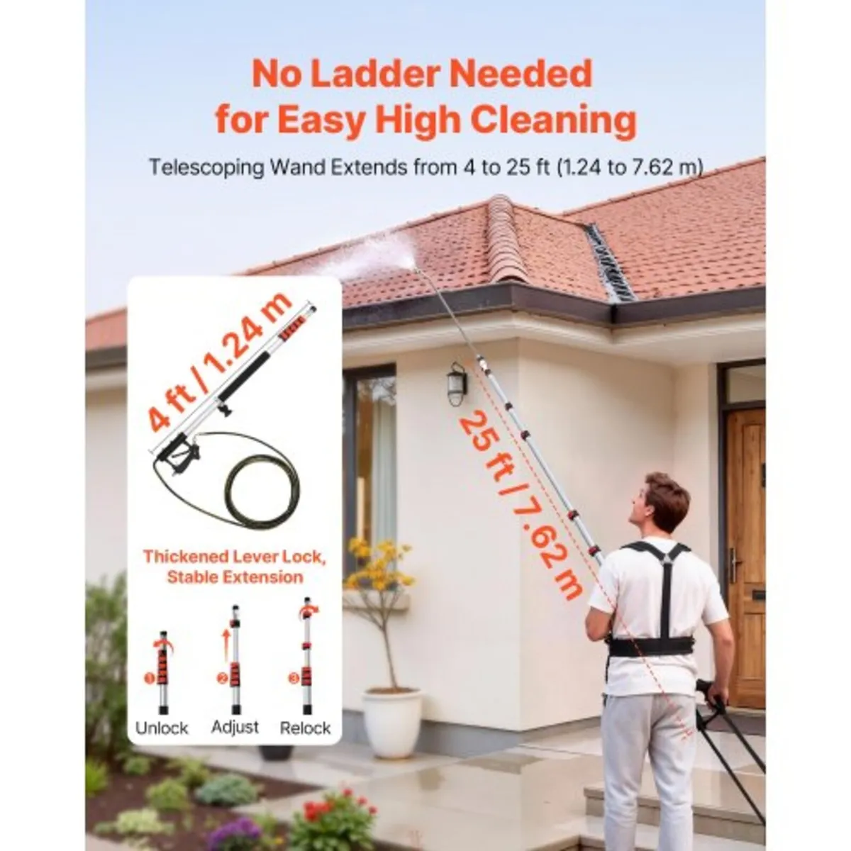 7.62 m Pressure Washer Telescoping Wand, with Powe - Image 3