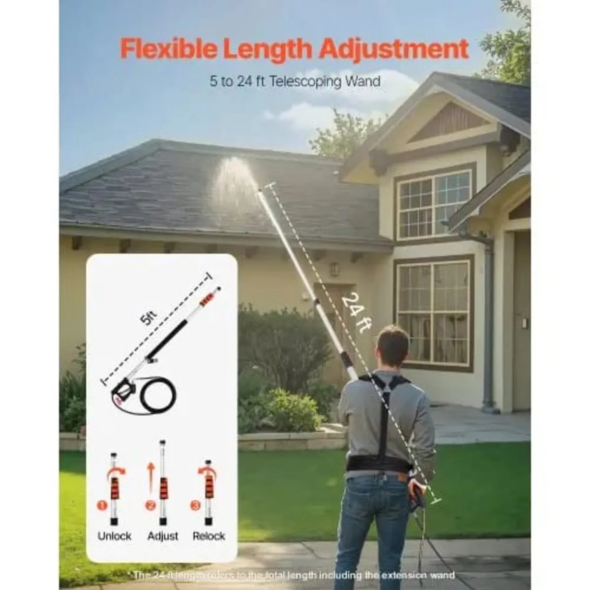 Telescoping Wand, 24 ft, 4000 psi, Telescopic Spra - Image 2