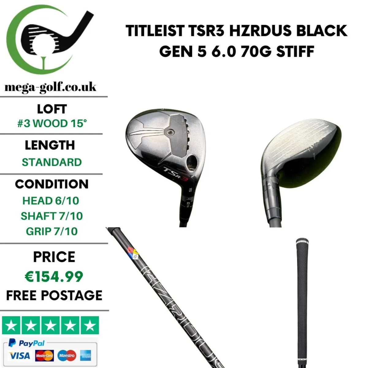 Titleist TSR3 #3 Wood 15° / Stiff - Image 1