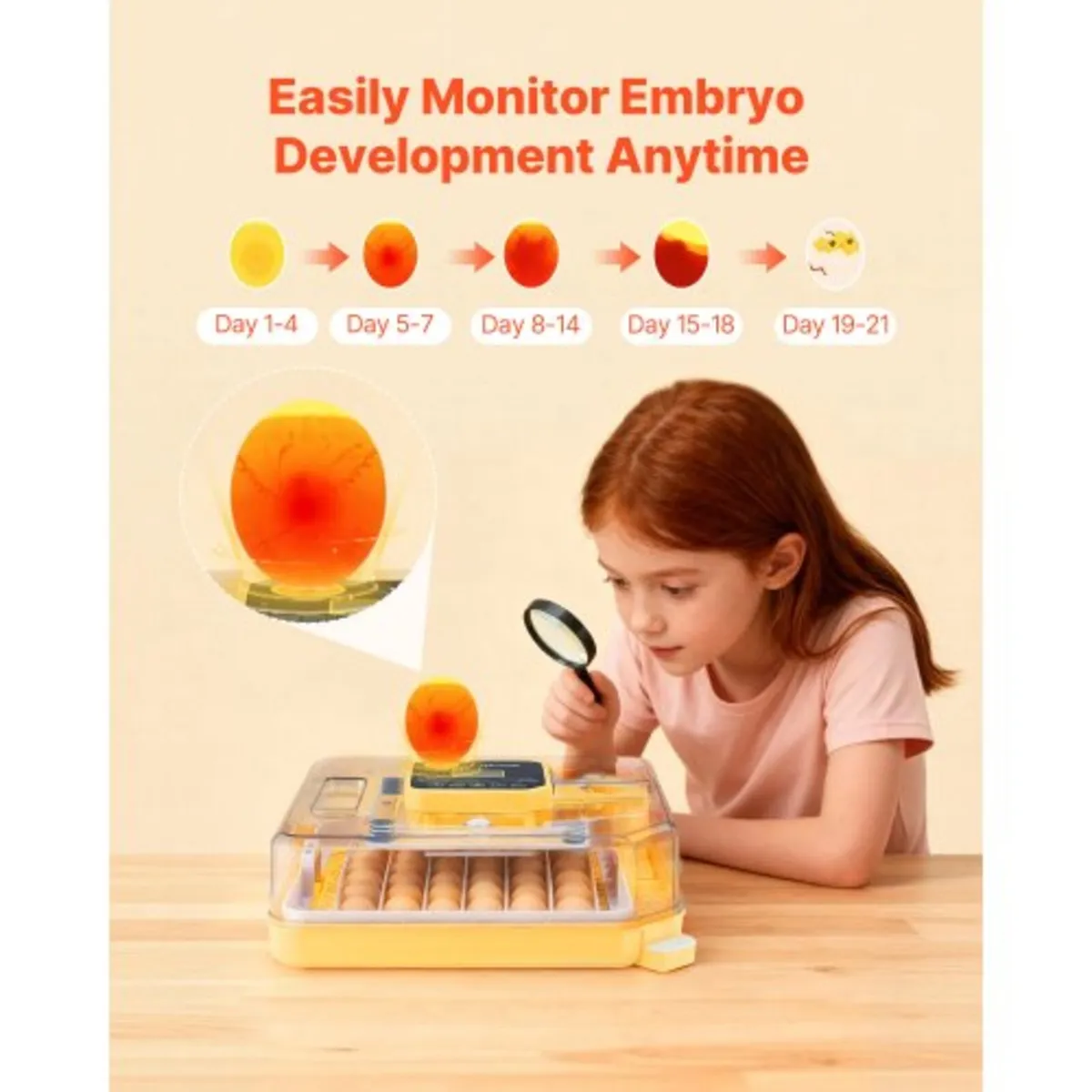 48 Egg Incubator, Automatic Egg Turner with LED Ca - Image 2