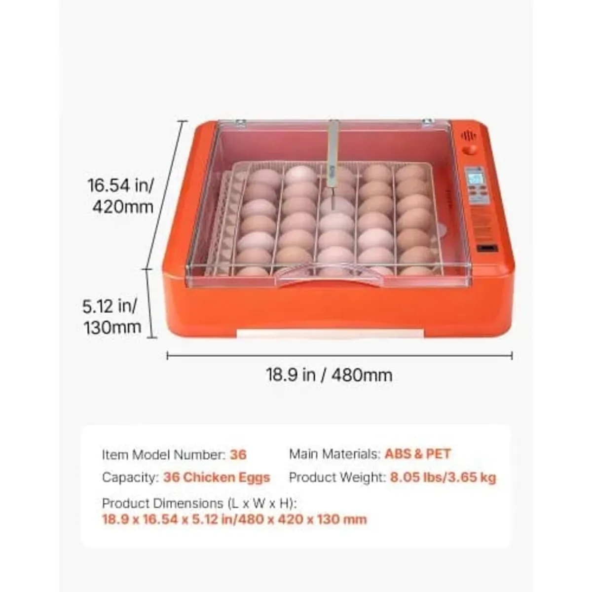 36 Egg Incubator, Automatic Egg Turner with LED Ca - Image 4