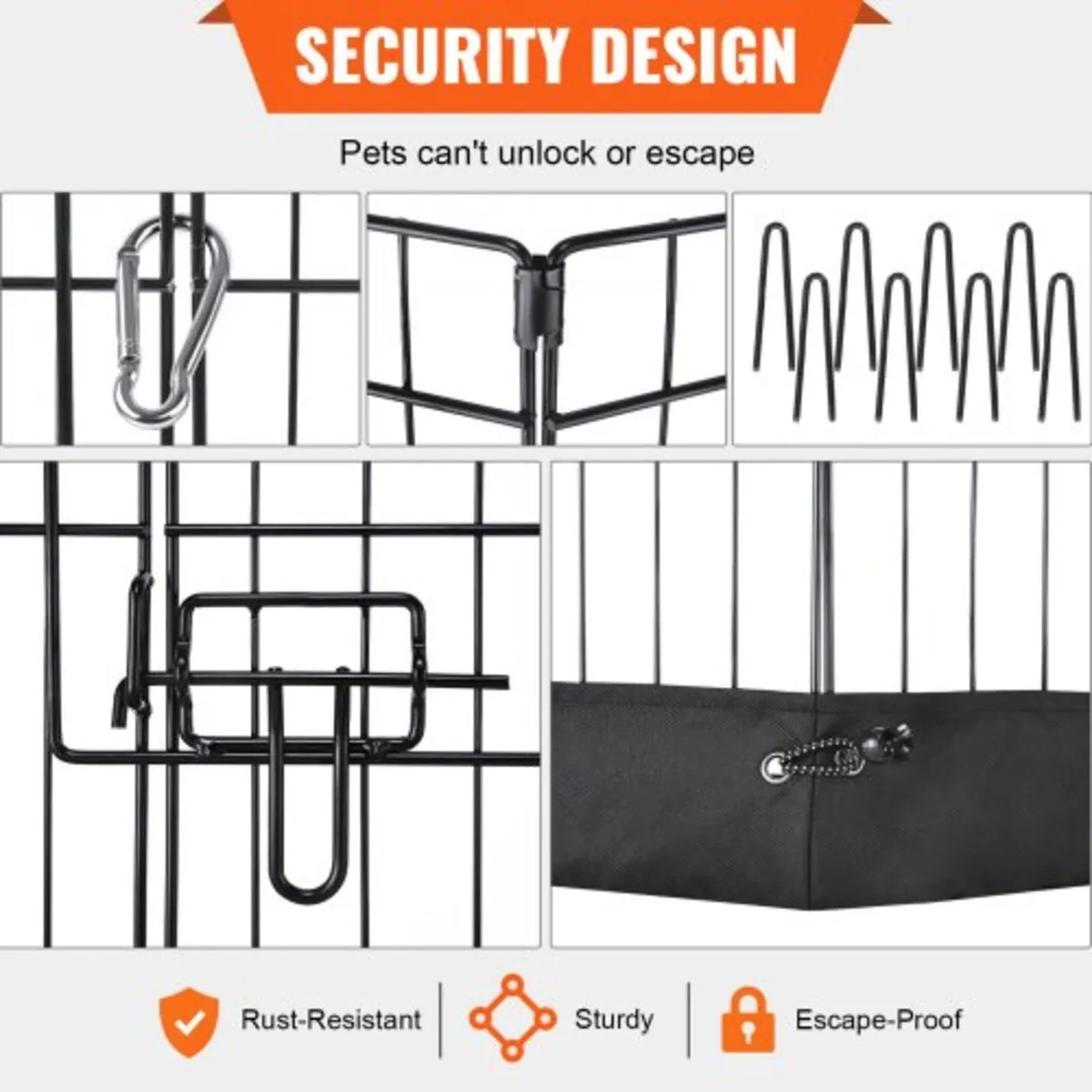 Dog Playpen, 8 Panels Foldable Metal Dog Exercise - Image 2