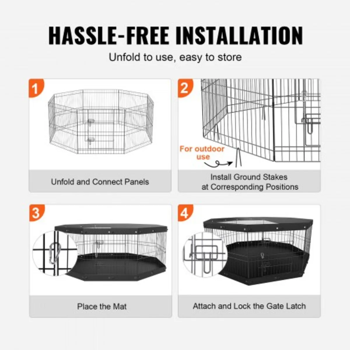 Dog Playpen, 8 Panels Foldable Metal Dog Exercise - Image 4