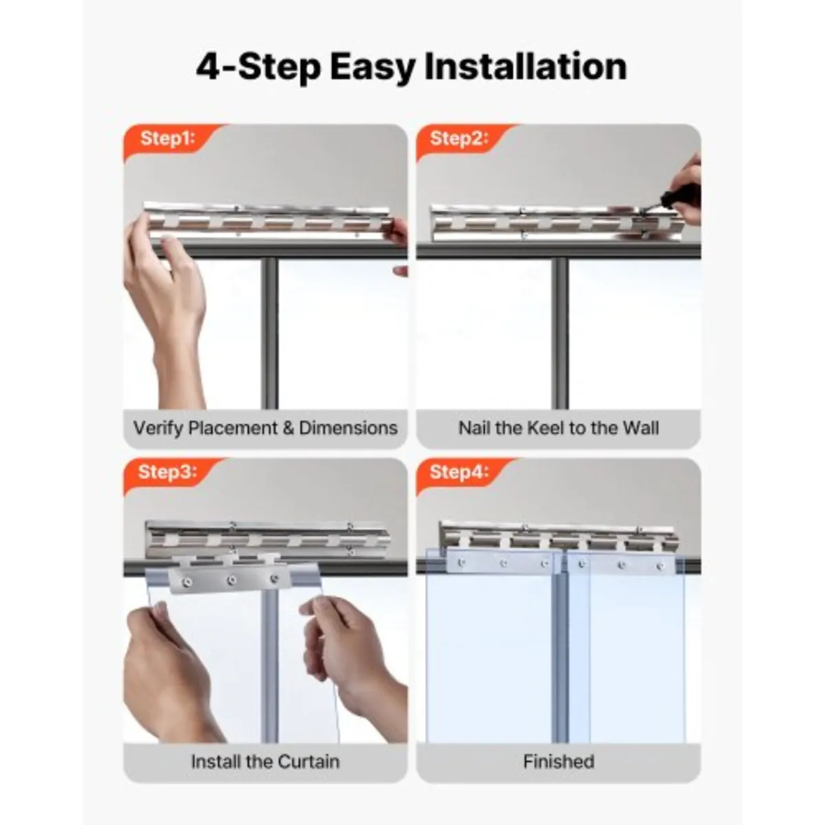 Clear PVC Strip Curtain, 2.4 m Height x 1.2 m Widt - Image 4