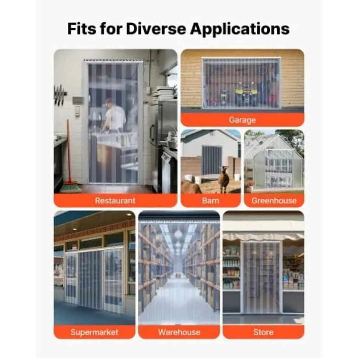 Clear PVC Strip Curtain, 2.1 m Height x 1.5 m Widt - Image 2