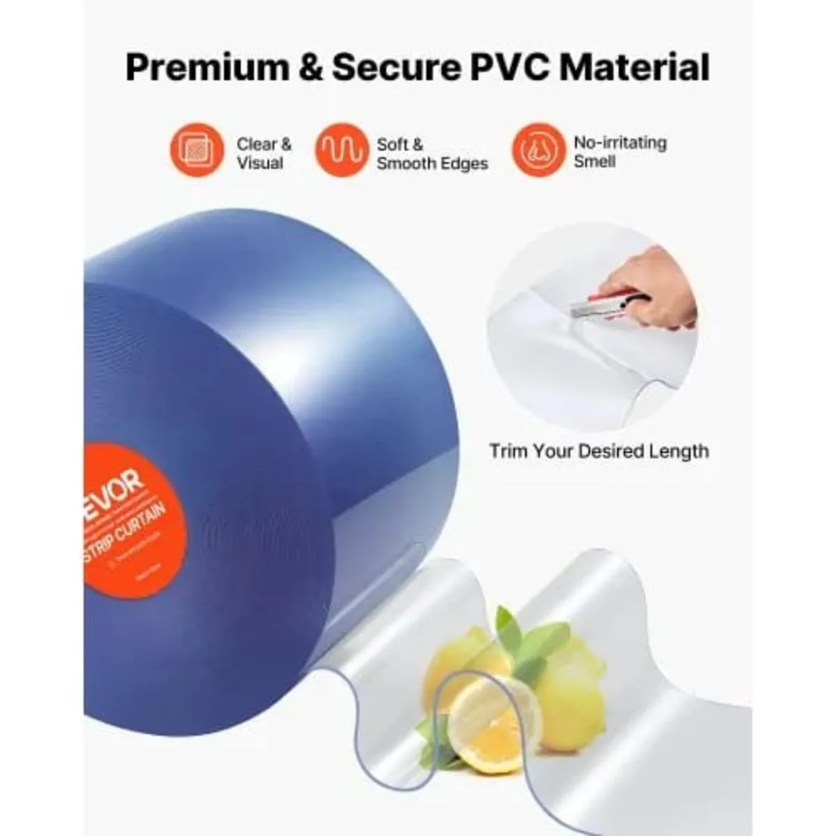 PVC Strip Curtain, 45.7 m Length x 20 cm Width, Pl - Image 3