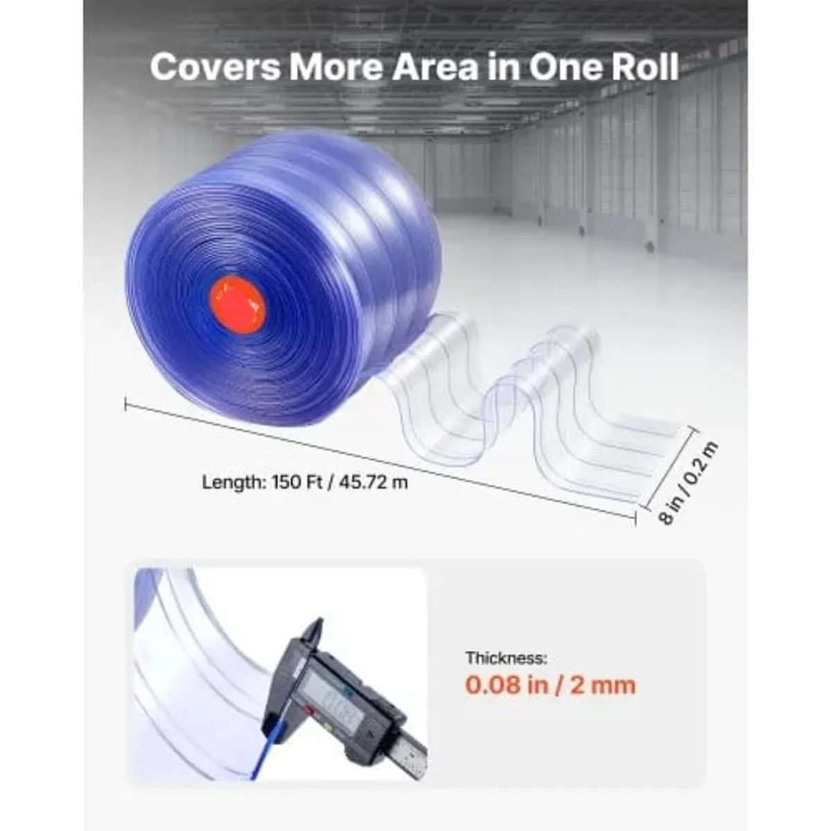 Strip Curtain, 45.7 m Length x 20 cm Width, Ribbed - Image 2