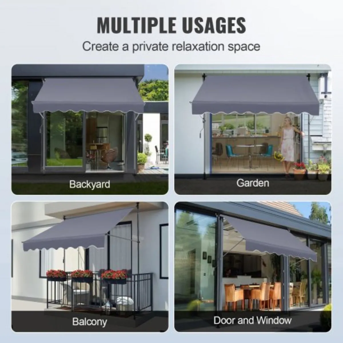 Manual Retractable Awning, 118" Outdoor Retractabl - Image 4