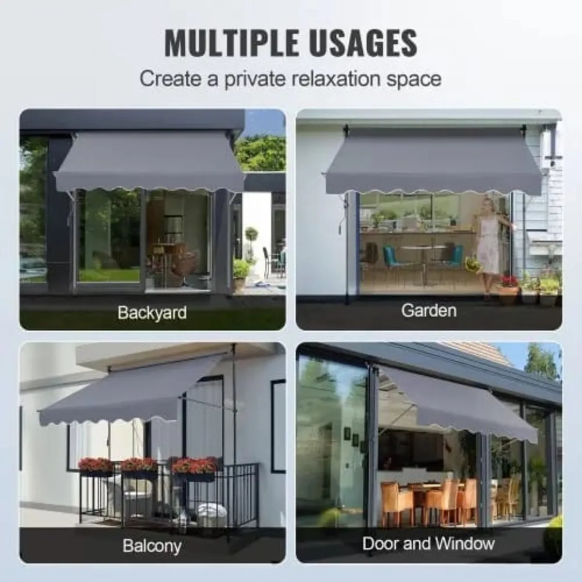 Retractable Awning, 78" Outdoor Retractable Patio - Image 2