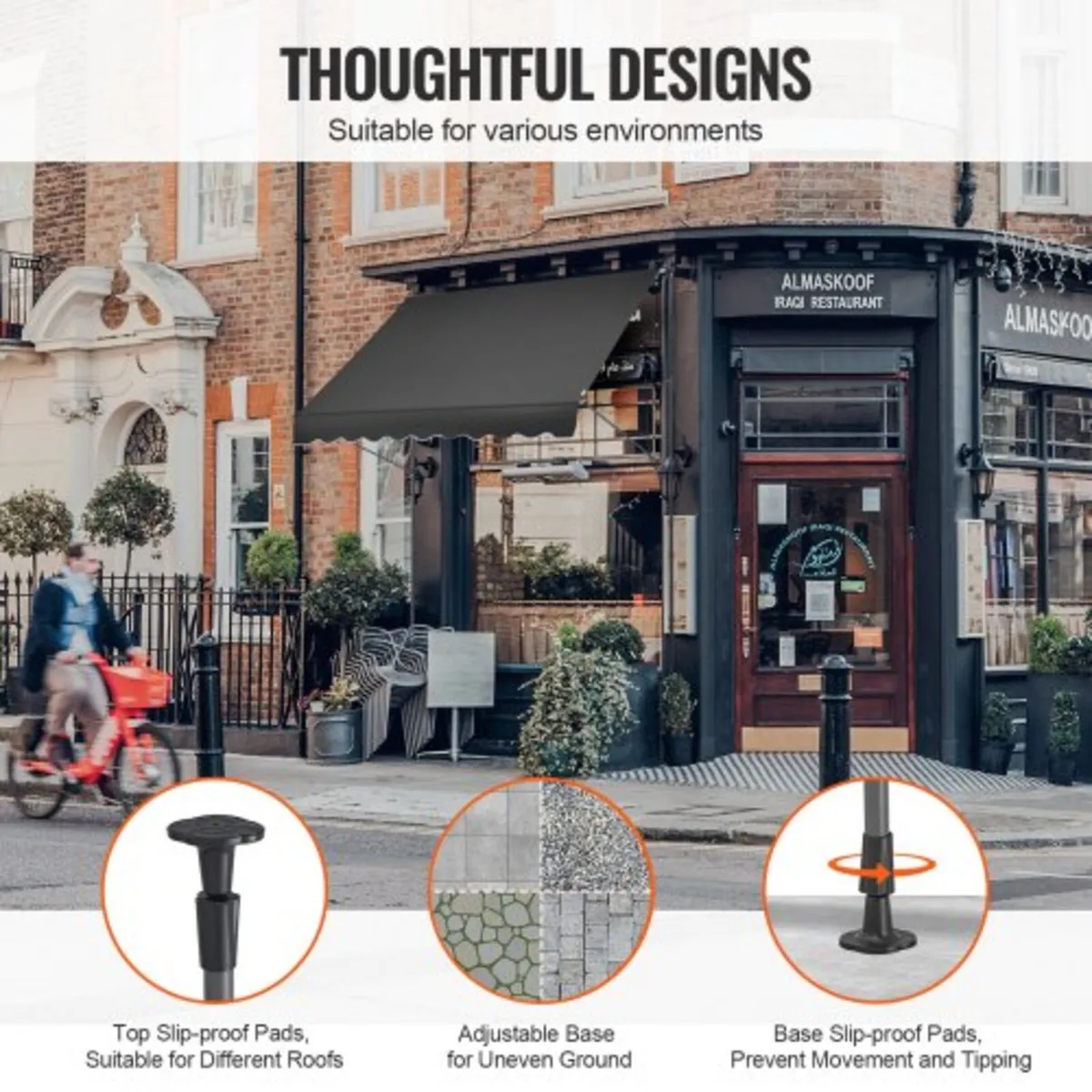 98 x 47" Patio Awning Retractable, Awning Sunshade - Image 4