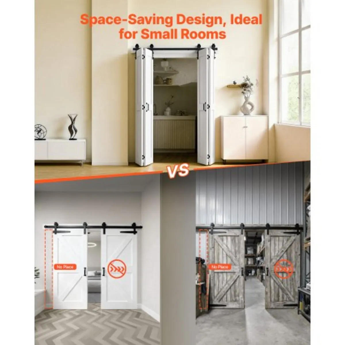 Bifold Barn Door, 1524 x 2134 mm, MDF Bi-Fold Slid - Image 3