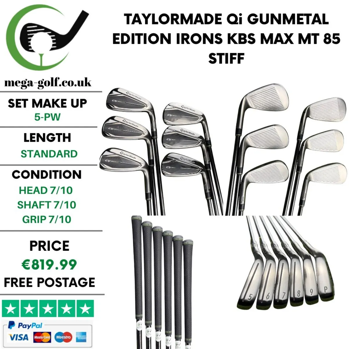 Taylormade Qi Gunmetal Edition Irons / 5-Pw /Stiff - Image 1