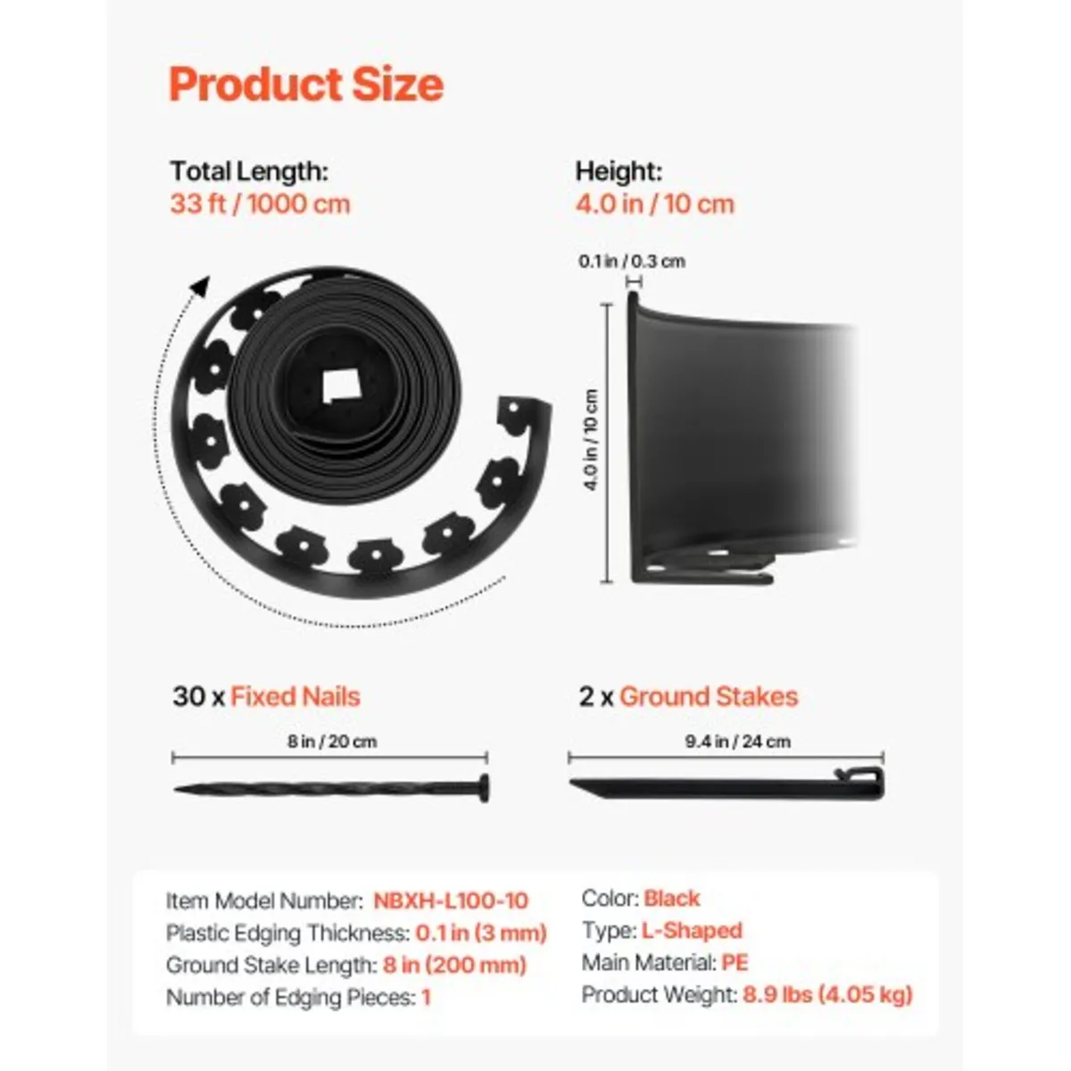 Landscape Edging, 1000 x 10 cm Plastic Garden Bord - Image 2