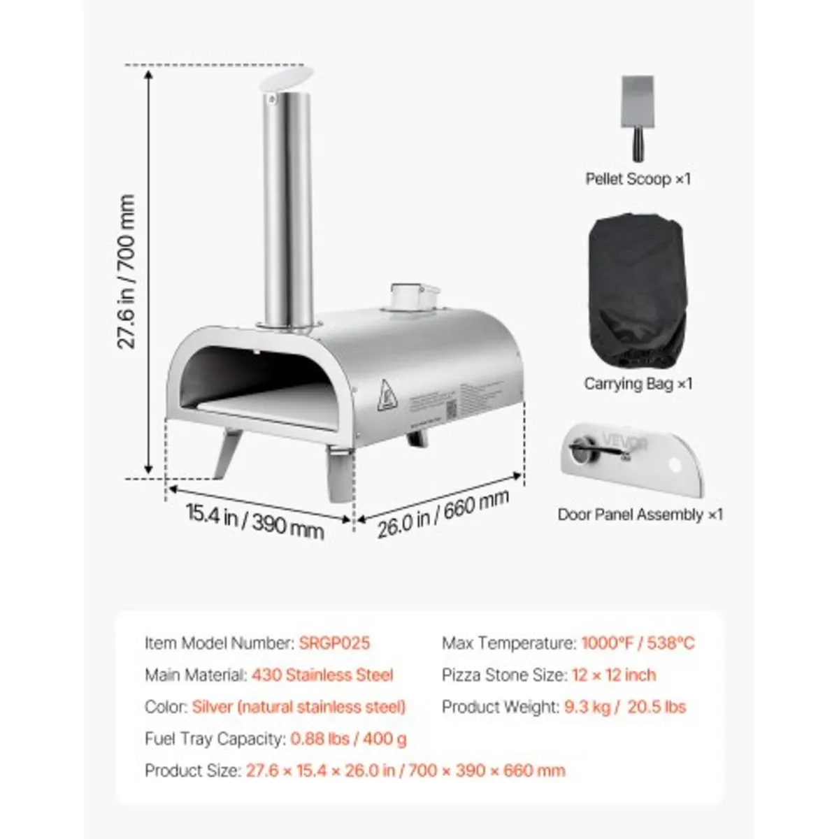 Pizza Oven Outdoor, 12" Pellet Pizza Oven, Portabl - Image 2