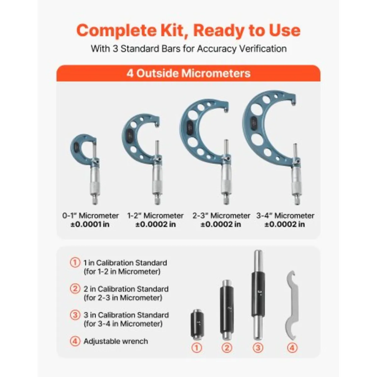 4 PCS Micrometer Set, 0–1/1–2/2–3/3–4 in Machinist - Image 2