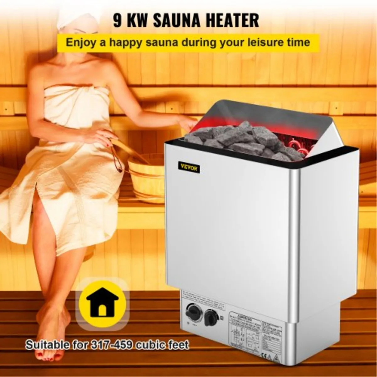 9KW Sauna Heater Stove 380V-415V Wet&Dry Electric - Image 3