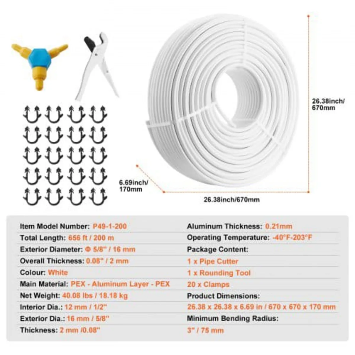 PEX-AL-PEX Tube, 200 m, 16 mm Diameter Aluminum-Pl - Image 4
