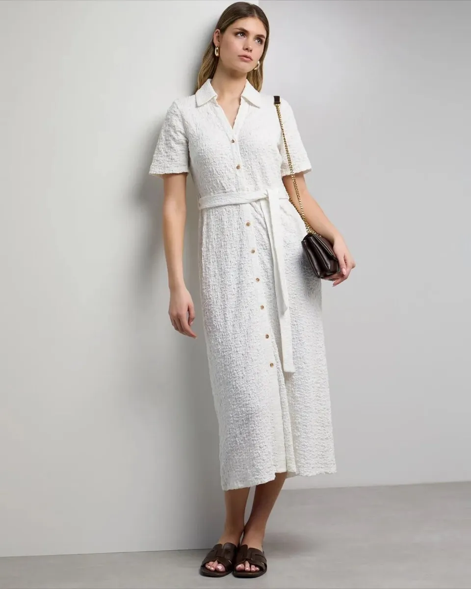 NEW Ladies Textured Midi Dress: Medium