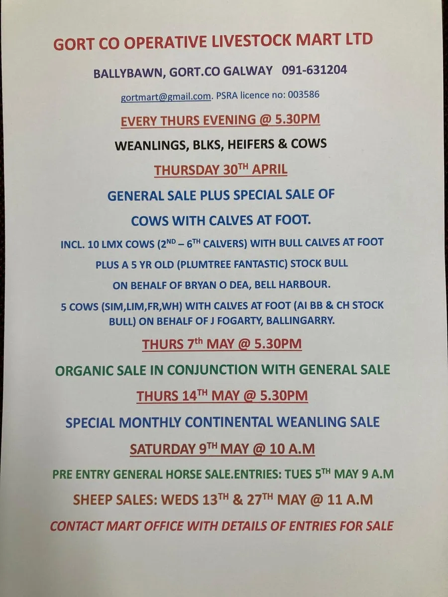 Gort Mart: 30th April - Image 1