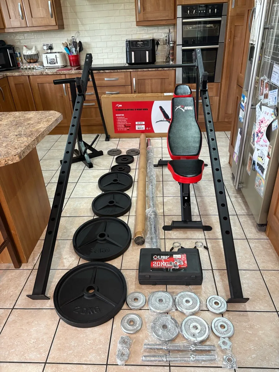 HEAVY GAUGE STEEL GYM SET, RACK ALONE NEW IS 500 E - Image 1