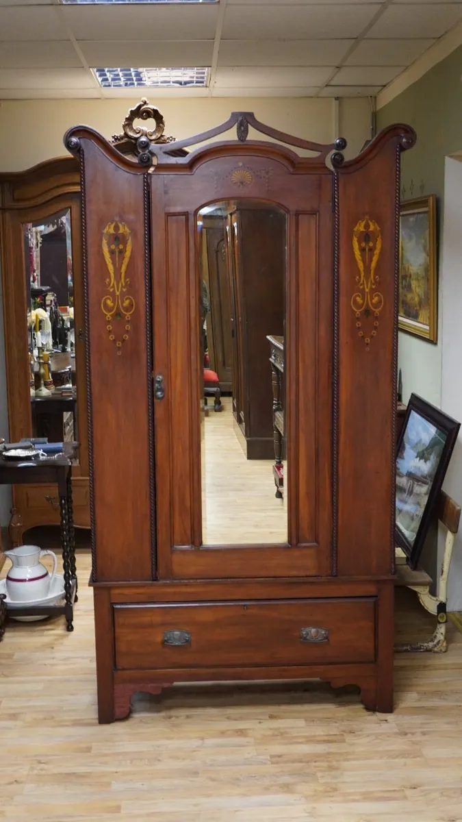 Antique Mahogany Compact Wardrobe - Image 2
