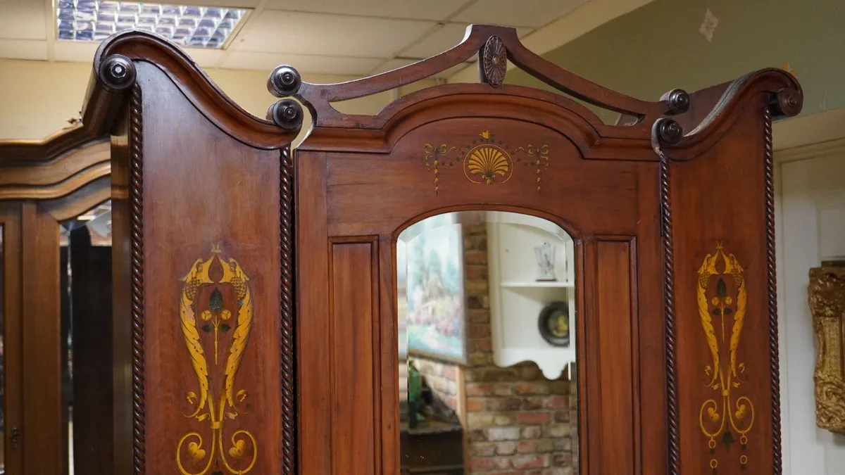 Antique Mahogany Compact Wardrobe - Image 3
