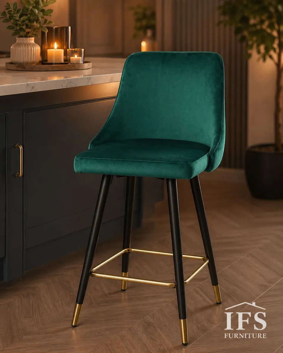 🪑 Luxury Velvet Bar Stools – Set of 2 – ONLY €129 - Image 2