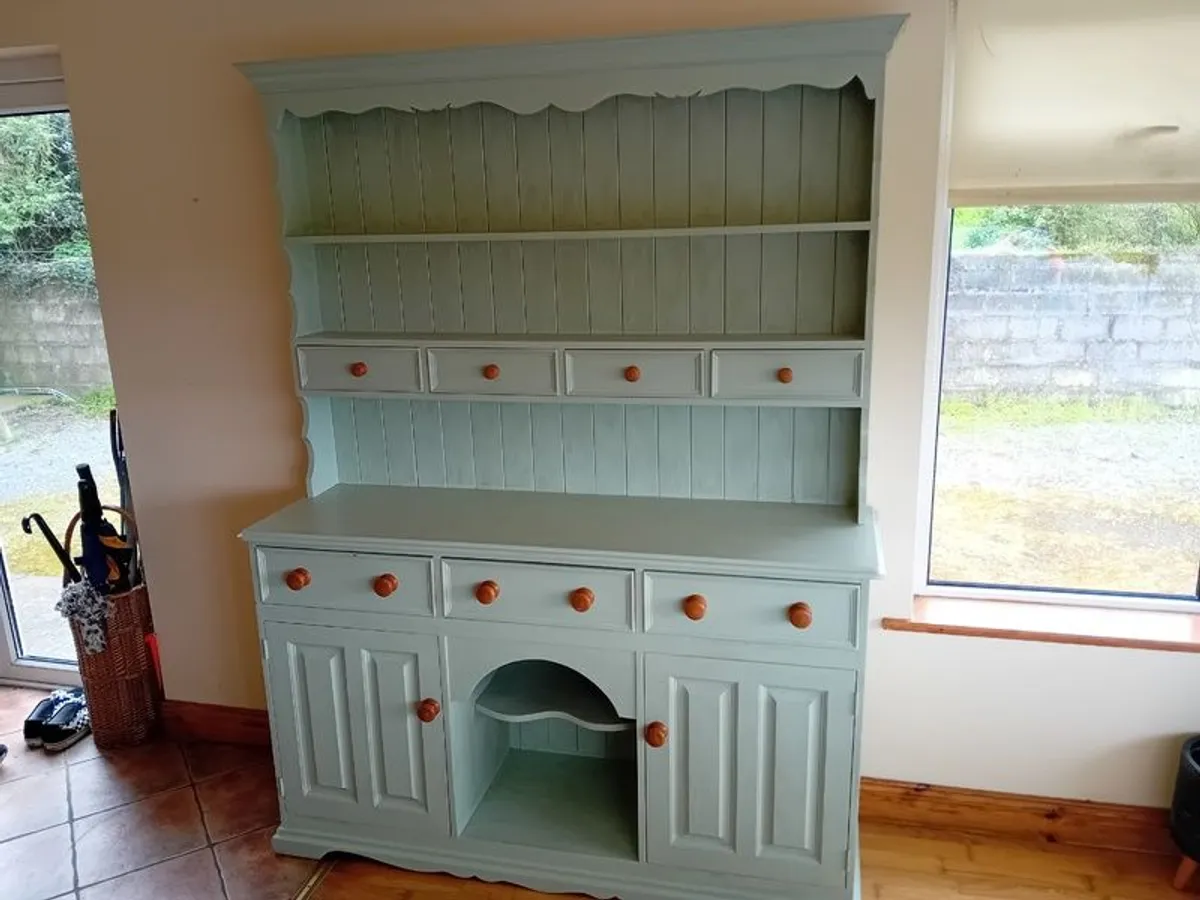 Large 5ft Sage Green Vintage solid Pine Dresser. - Image 2