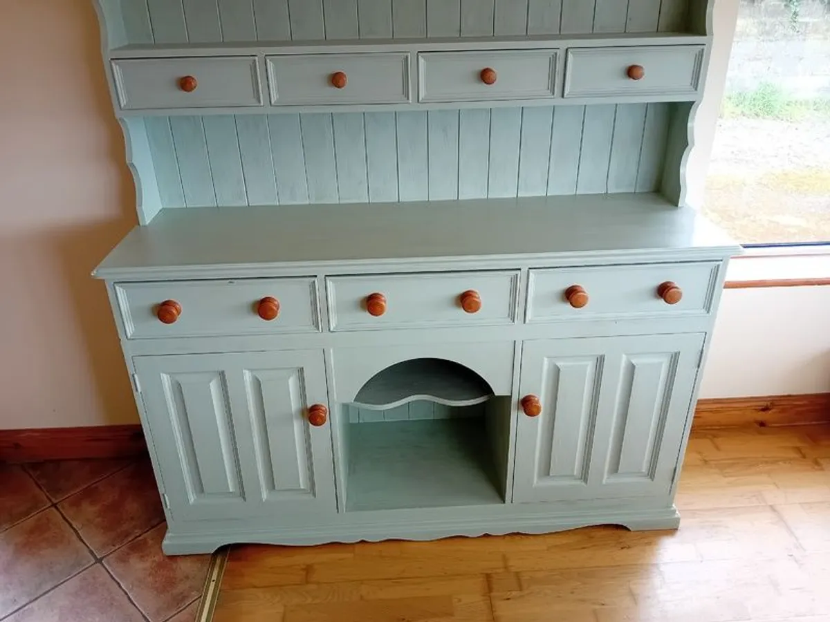 Large 5ft Sage Green Vintage solid Pine Dresser. - Image 4