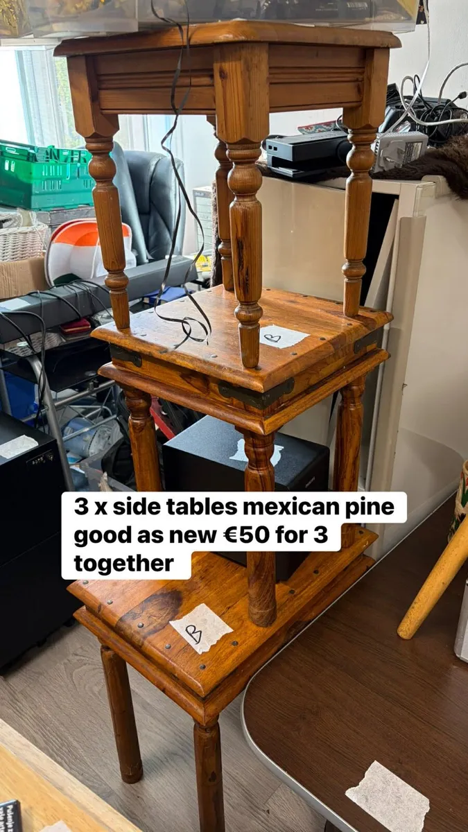 3 wooden side tables €50 - Image 2