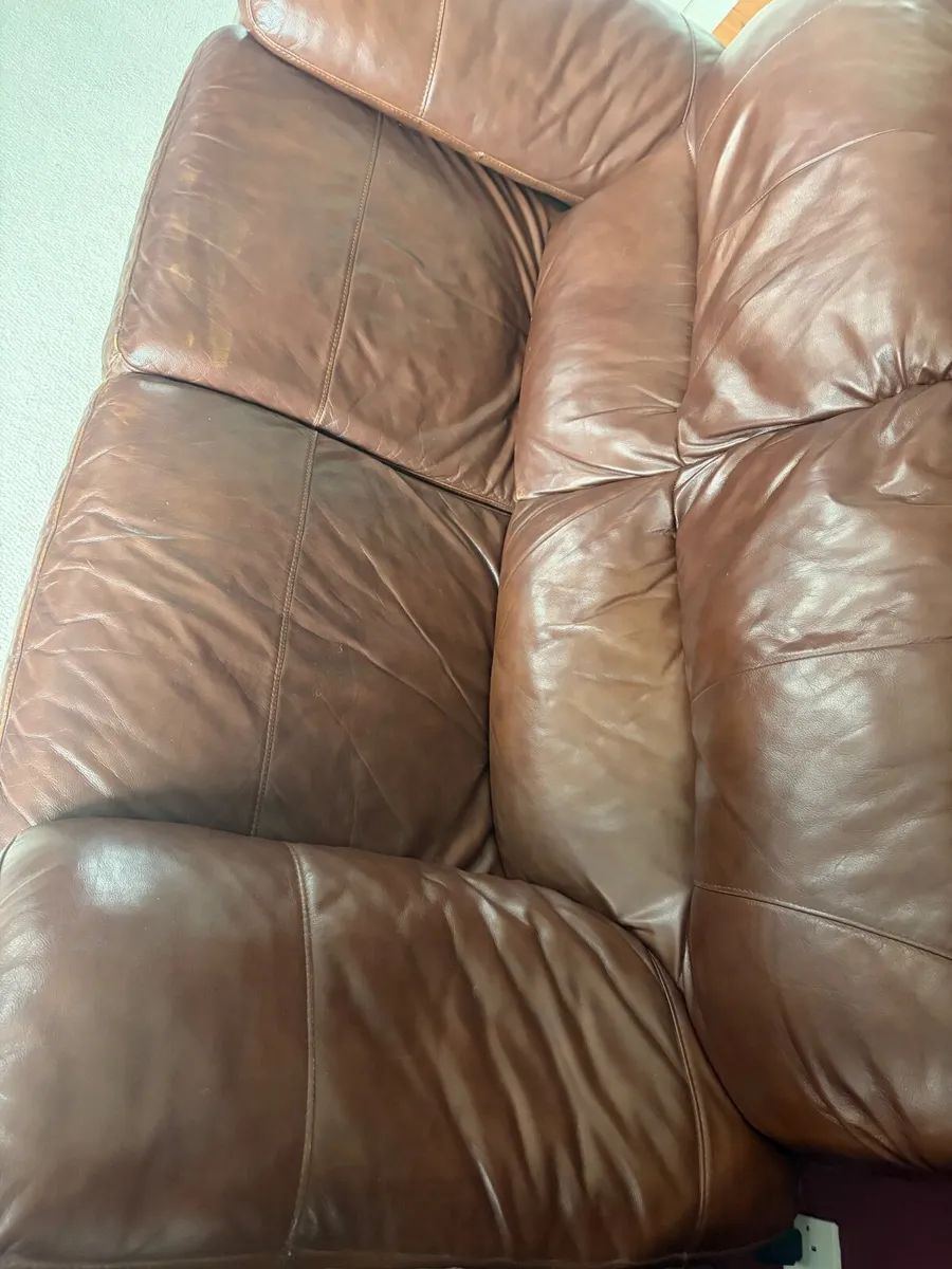 2 seater leather couch & desk - Image 2