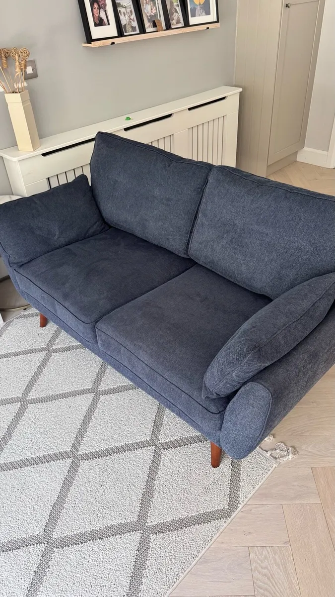 Navy Blue 2 Seater Sofa - Image 1