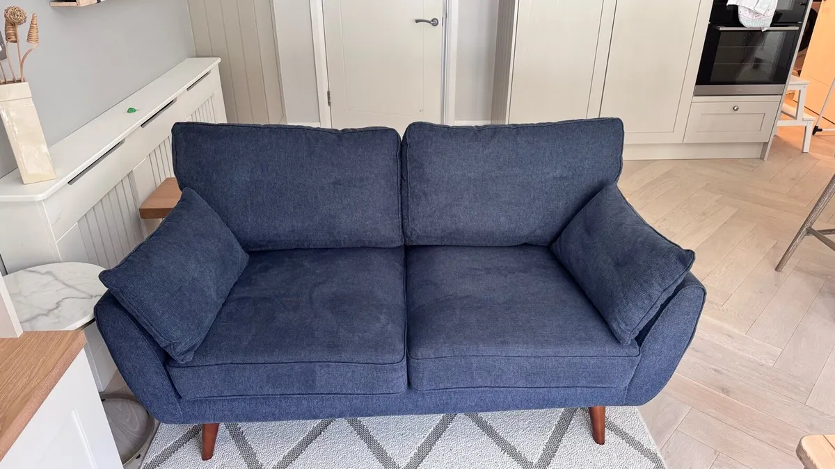 Navy Blue 2 Seater Sofa - Image 2