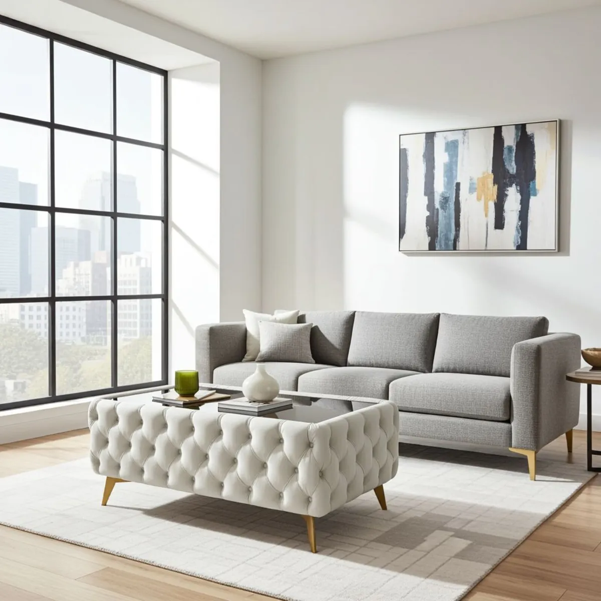 Chesterfield Coffee Table Velvet 83x63x45cm - Image 3