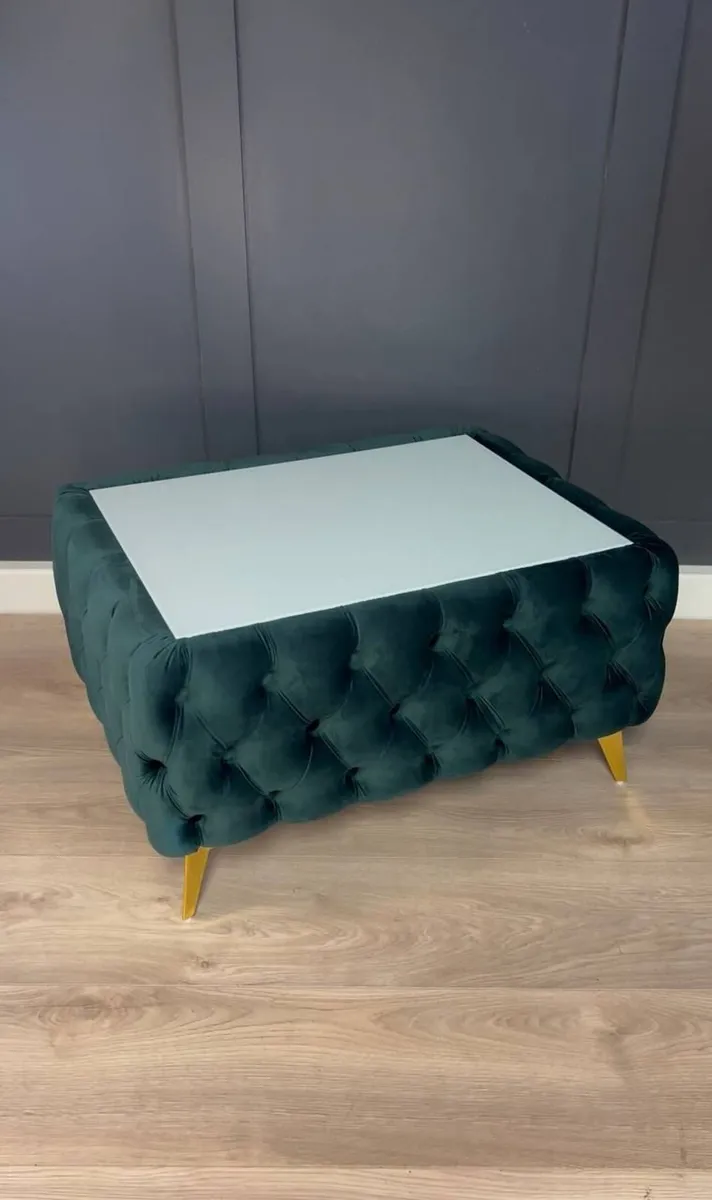 Chesterfield Coffee Table Velvet Rectangle 83x63 - Image 1