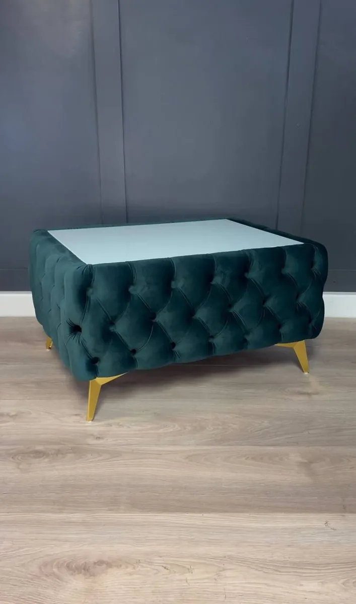 Chesterfield Coffee Table Velvet Rectangle 83x63 - Image 3