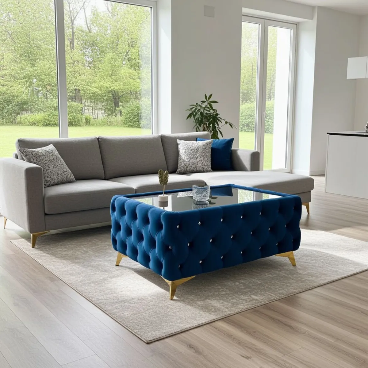 Chesterfield Coffee Table Velvet Rectangle 83x63