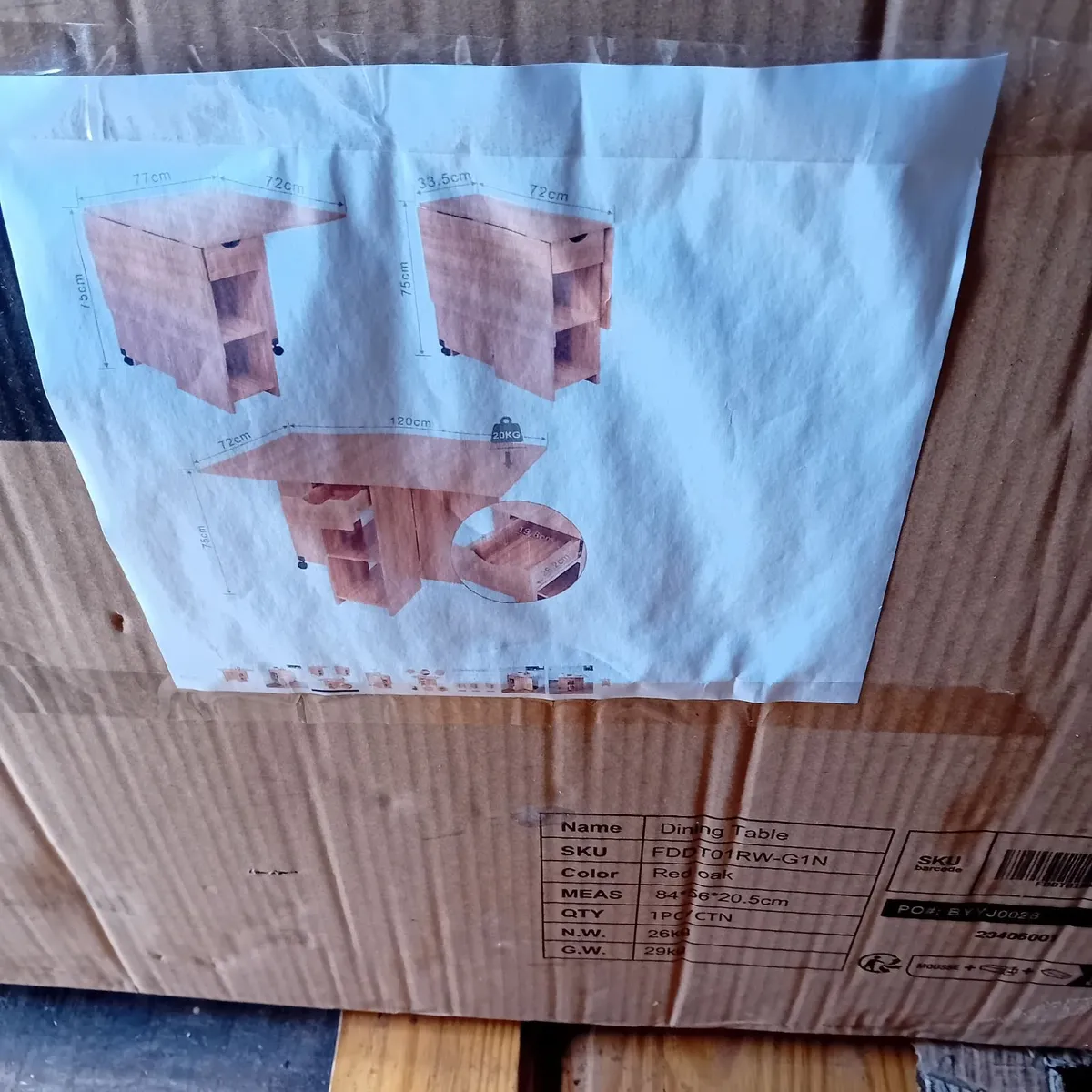 Flat pack red deal table - Image 2