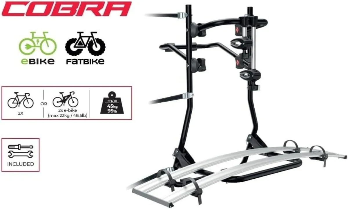 Cobra Rear Bicycle Carrier –(2 Bikes / E-Bikes) - Image 2