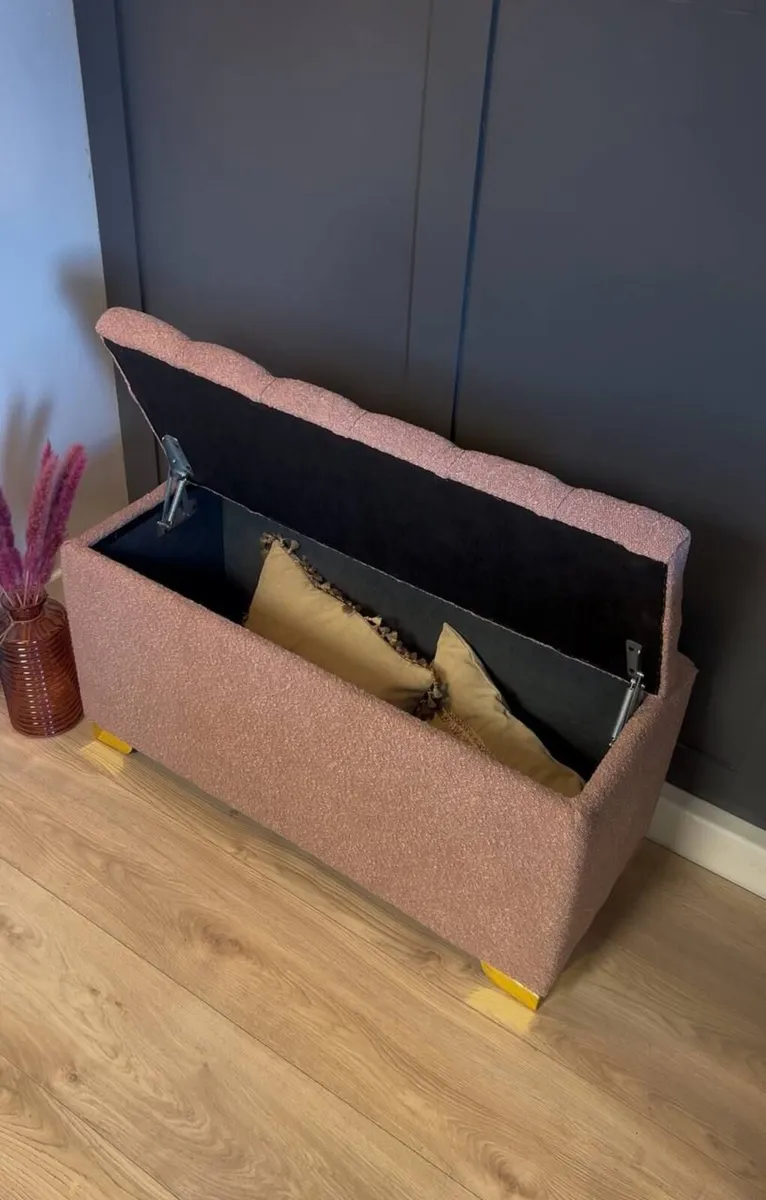 Boucle Ottoman with Storage Custom Bench - Image 1