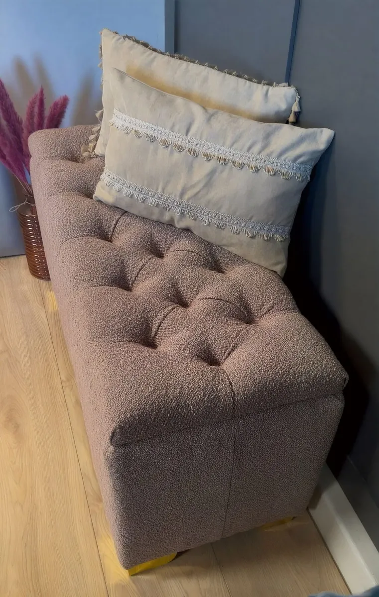 Boucle Ottoman with Storage Custom Bench - Image 2