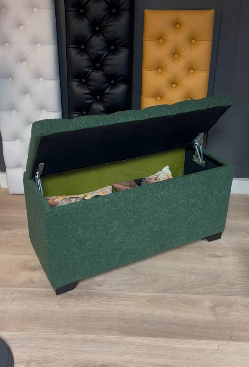 Boucle Ottoman with Storage Custom Bench - Image 1