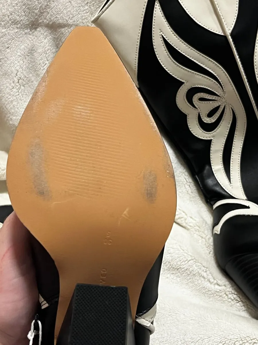 Reserved Black & Cream Cowboy Boots Size EU 38 – W - Image 3